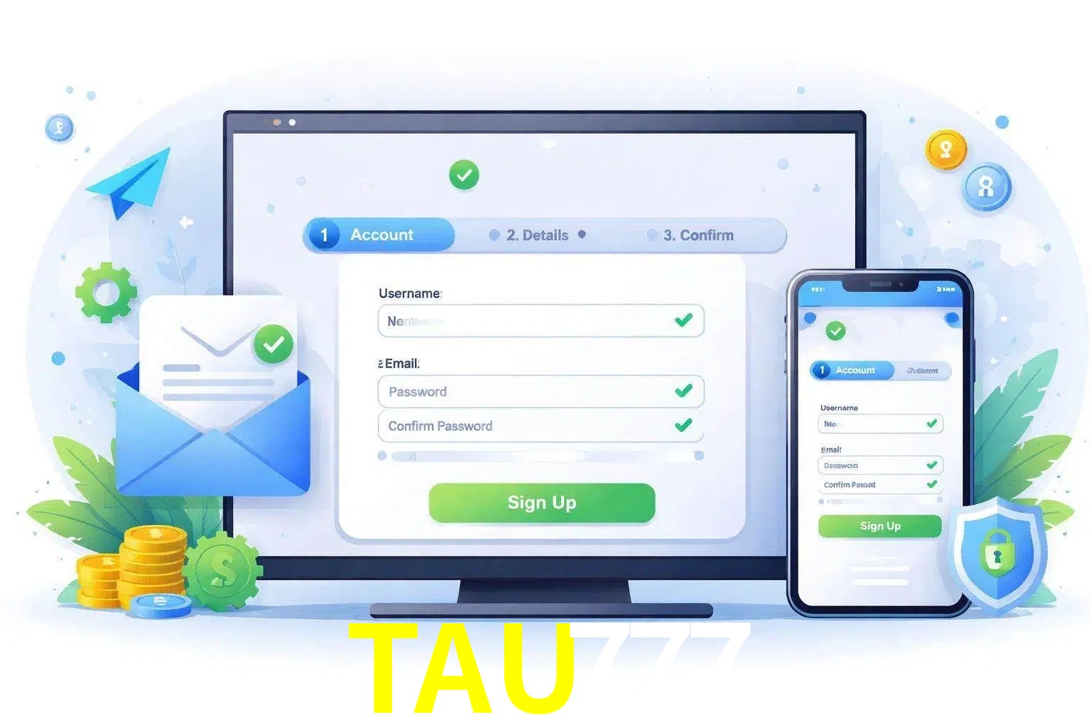 Registro de nuevo usuario y configuración de cuenta TAU777